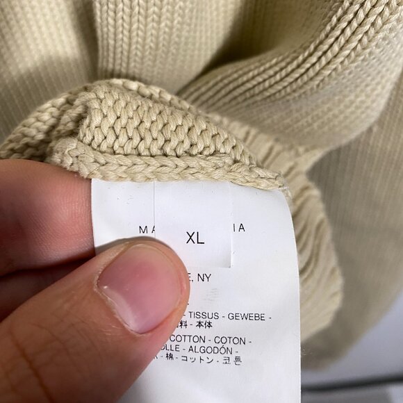 1017 ALYX 9SM Treated Logo Knit Hooded Sweater Beige Cotton Size XL - Picture 5 of 11